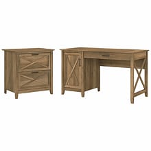 Bush Furniture Key West 54W Computer Desk with Storage and 2-Drawer Lateral File Cabinet, Reclaimed