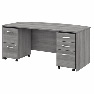 Bush Business Furniture Studio C 72W Bow Front Desk with Mobile File Cabinets, Platinum Gray (STC01