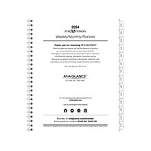 2024 AT-A-GLANCE DayMinder Executive 8.75 x 7 Weekly & Monthly Planner Refill, White/Gray (G545-50