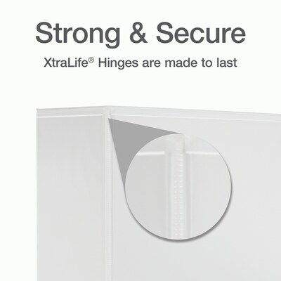 Cardinal XtraLife Heavy Duty 4" 3-Ring View Binders, D-Ring, White (26340)
