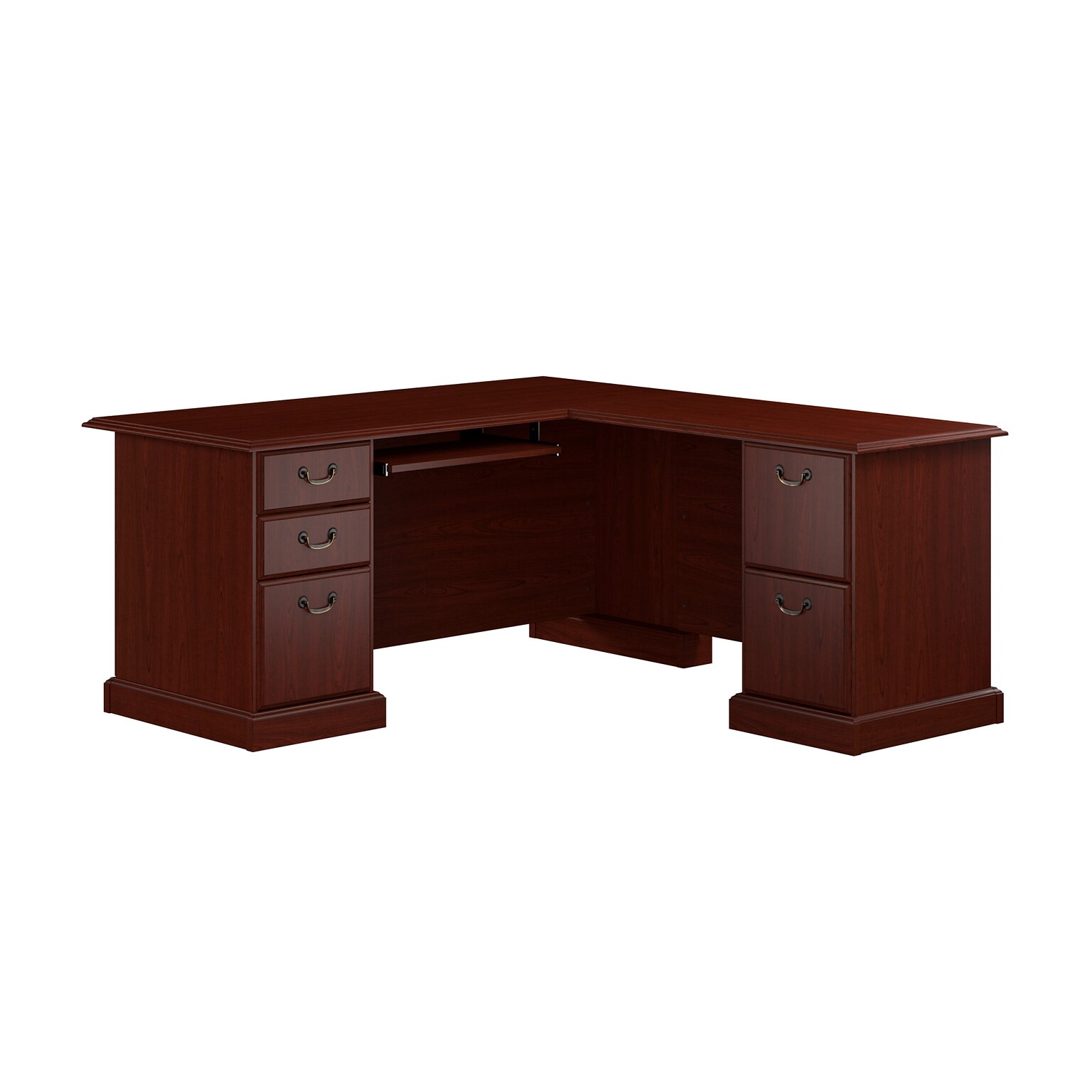 Bush Business Furniture 66W Arlington L Shaped Desk with Drawers and Keyboard Tray, Harvest Cherry (WC65570-03K)