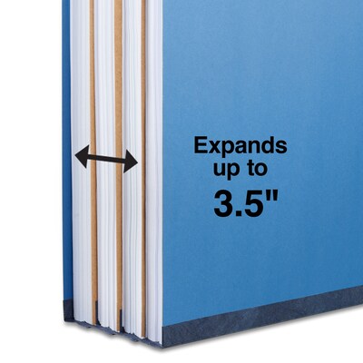 Quill Brand® 2/5-Cut Tab Pressboard Classification File Folders, 3-Partitions, 8-Fasteners, Legal, Blue, 15/Box (7-45026)