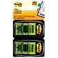 Post-it 'Sign and Date' Message Flags, 1" Wide, Green, 100 Flags/Pack (680-SD2)