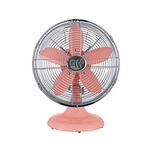 Good Housekeeping Oscillating Desk Fan, 3-Speed, Silver/Salmon (92610)