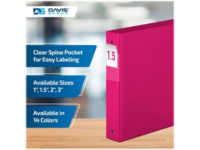 Davis Group Premium Economy 1 1/2" 3-Ring Non-View Binders, Pink, 6/Pack (2312-43-06)