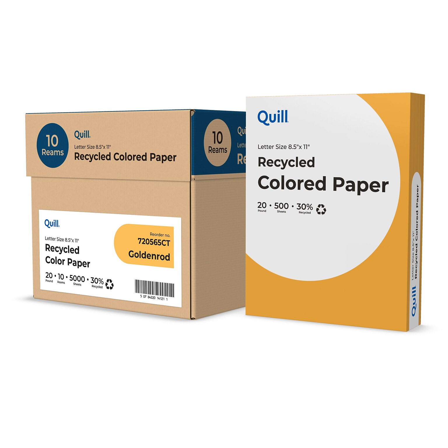 Quill Brand® 30% Recycled 8.5 x 11 Multipurpose Paper, 20 lbs., Goldenrod, 500 sheets/Ream, 10 Reams/Carton (720565CT)