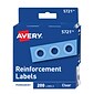Avery Self-Adhesive Plastic Reinforcement Labels in Dispenser, 1/4" Diameter, Glossy Clear, 200/Pack (5721)