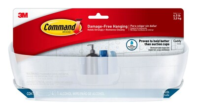Command Shower Caddy, Clear 1 Caddy, 4 Mounting Bases, 4 Large Strips/Pack (BATH11-ES)