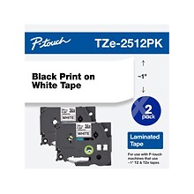 Brother TZe-2512PK Laminated Tape, 0.94 x 315, Black/White, 2/Pack (TZE2512PK)