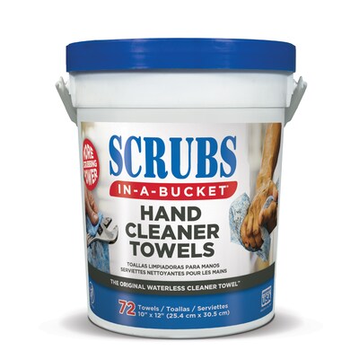 SCRUBS in-a-Bucket Heavy Duty Hand Tool Multi-Surface Cleaner Wipes, XL,  10 x 12 72/Pack (ITW4227