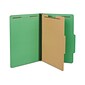 Quill Brand® 2/5-Cut Tab Pressboard Classification File Folders, 1-Partition, 4-Fasteners, Legal, Green, 15/Box (747034)
