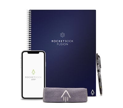 Rocketbook Fusion Reusable Notebook Planner Combo, 8.5 x 11, 7 Page Styles, 42 Pages, Blue (EVRF-L