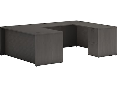 HON Mod 66W x 96D U-Shaped Computer Desk with 2 Support Pedestals, Slate Teak (HLPL6696UDESKSL1)