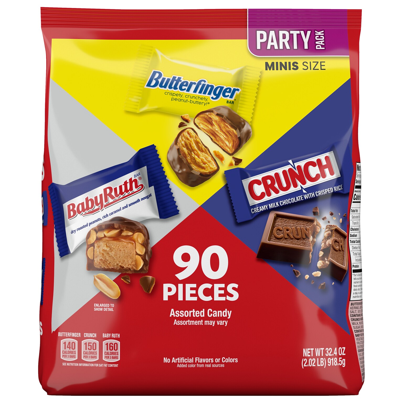 Butterfinger, CRUNCH, and Baby Ruth Assorted Minis Candy Bars, 32.4oz (FEU71526)
