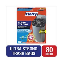 Hefty® Ultra Strong BlackOut Tall-Kitchen Drawstring Bags, 13 gal, 0.9 mil, 23.75 x 24.88, Black,