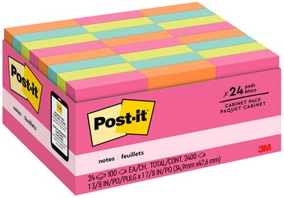 Post-it® Notes, 1 3/8" x 1 7/8", Poptimistic Collection, 100 Sheets/Pad, 24 Pads/Pack (653-24ANVAD)