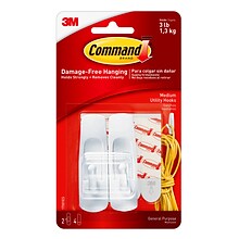 Command™ Medium Utility Hooks, White, 2 Hooks (17001ES)