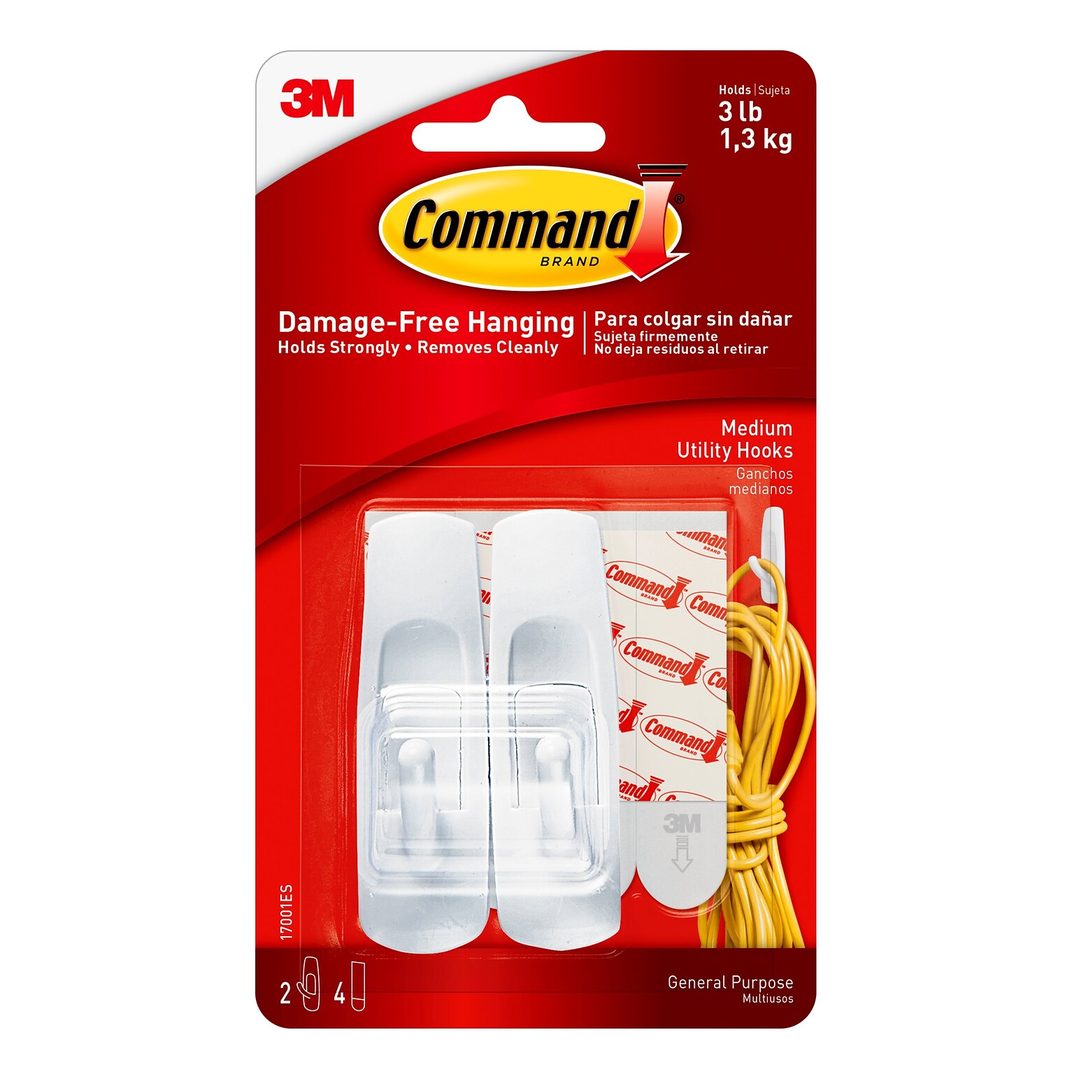 Command Medium Utility Hooks, White, 2 Hooks (17001ES)