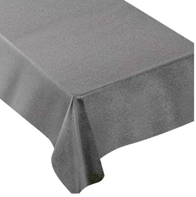 JAM PAPER Premium Shimmer Fabric Tablecloth, Long Rectangle 60 x 104 inch, Metallic Pewter Grey, 1 Reusable Table Cover/Pack