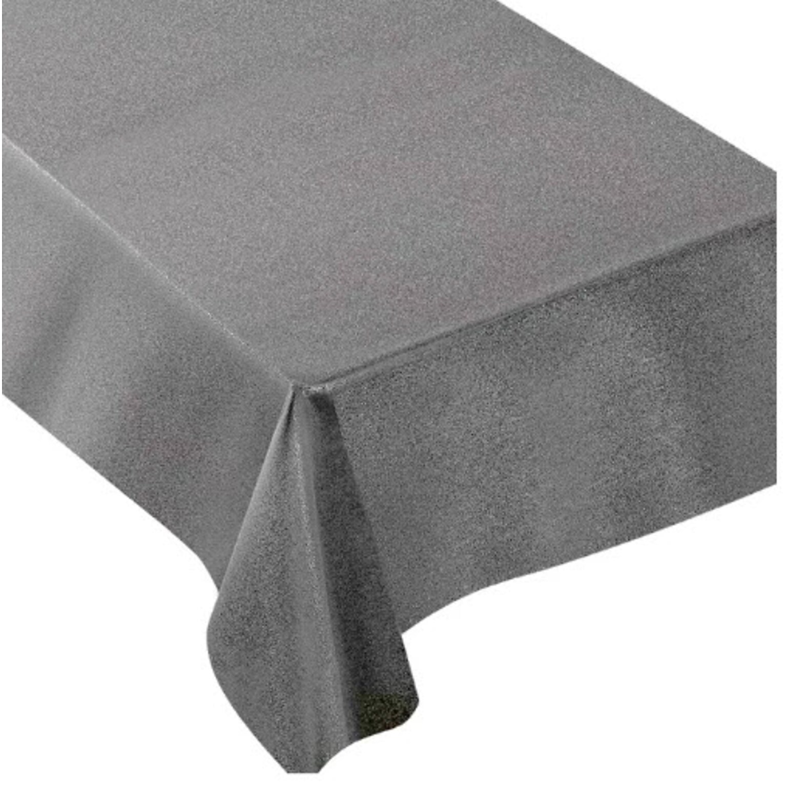 JAM PAPER Premium Shimmer Fabric Tablecloth, Long Rectangle 60 x 104 inch, Metallic Pewter Grey, 1 Reusable Table Cover/Pack
