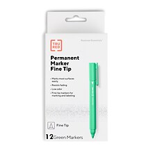 TRU RED™ Pen Permanent Markers, Fine Tip, Green, 12/Pack (TR54542)