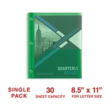 Staples® 2-Pocket Presentation Folder with Fasteners, Green (26388)