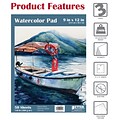 Better Office Products Watercolor Pads, Gaouche Books w/Cover, 9 x 12, Natural White, 150 Sheets/P