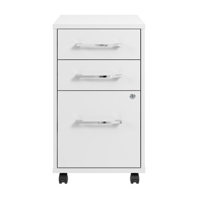 Bush Business Furniture Hustle 3 Drawer Mobile File Cabinet, White (HUF116WH)