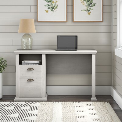 Bush Furniture Yorktown 50W Home Office Desk with Storage, Linen White Oak (WC40423-03)