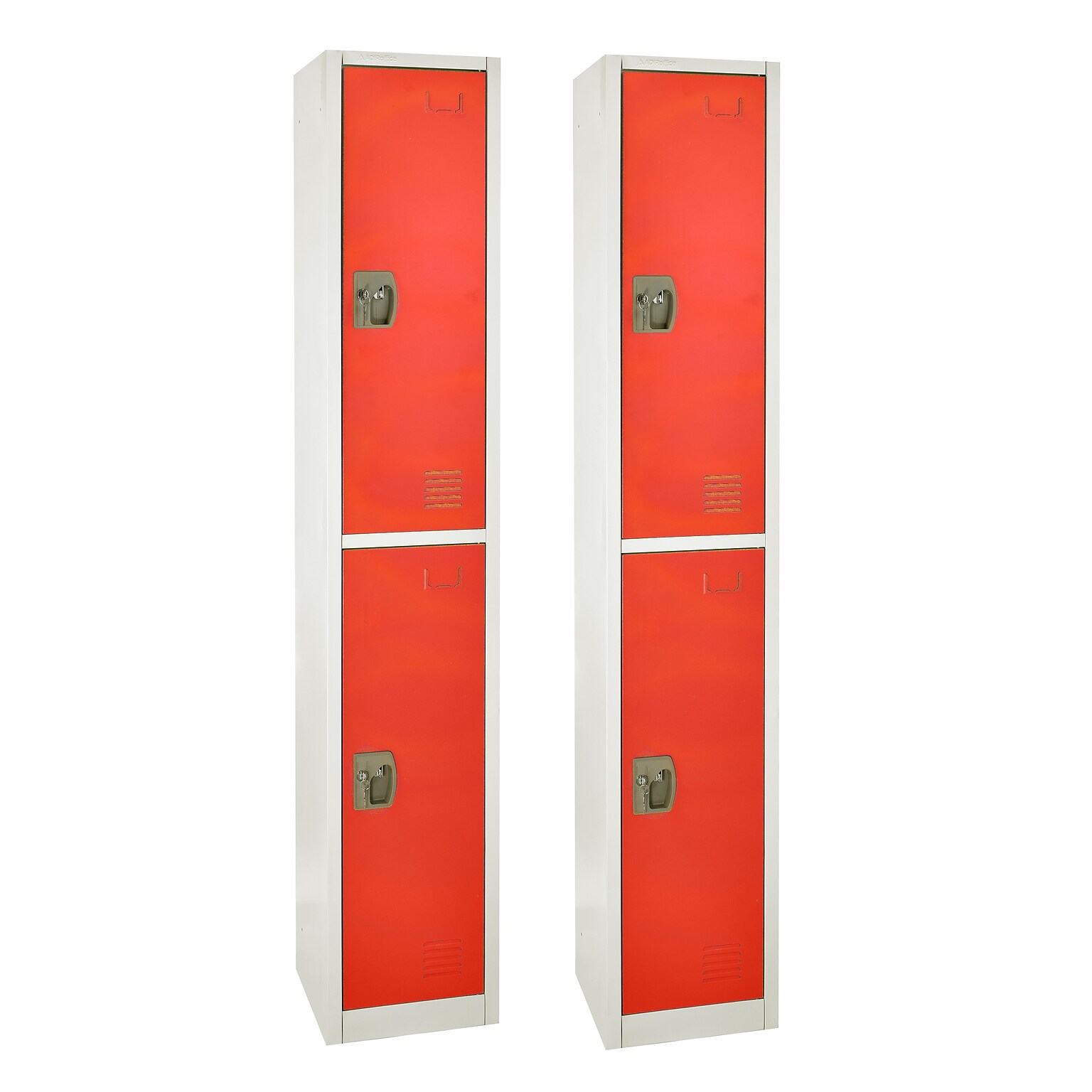 AdirOffice 72 2-Tier Key Lock Red Steel Storage Locker, 2/Pack (629-202-RED-2PK)