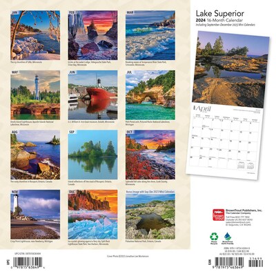 2024 BrownTrout Lake Superior 12 x 24 Monthly Wall Calendar (9781975463649)