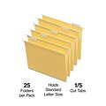 Staples® Hanging File Folders, 1/5-Cut Tab, Letter Size, Yellow, 25/Box (ST163519-CC)