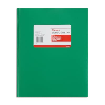 Staples® 2-Pocket Portfolio with Fastener, Green (55476)