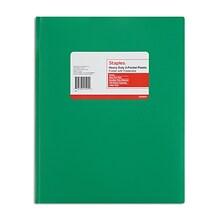 Staples® 2-Pocket Portfolio with Fastener, Green (55476)