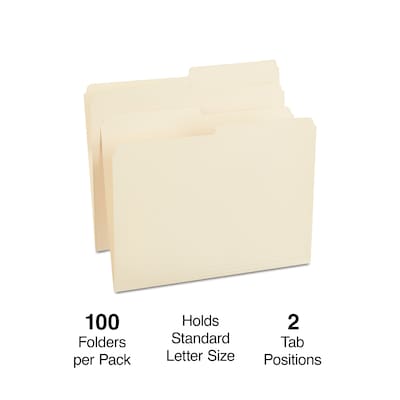 Staples® File Folders, 1/2 Cut, Letter Size, Manila, 100/Box (TR116855)
