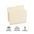 Staples® File Folders, 1/2 Cut, Letter Size, Manila, 100/Box (TR116855)