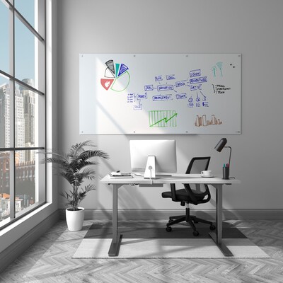 TRU RED™ Magnetic Tempered Glass Dry Erase Board, White, 8' x 4' (TR61198)