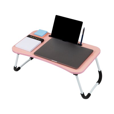Mind Reader 13.75" x 23.5" MDF/Metal Lap Desk/Laptop Stand With Folding Legs, Pink (LBSTUDY-PNK)