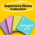 Post-it Super Sticky Notes, Supernova Neons Collection, 1 7/8 x 1 7/8, 90 Sheet/Pad, 8 Pads/Pack (