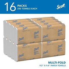 Scott Essential Recycled Multifold Paper Towels, 1-ply, 250 Sheets/Pack, 16 Packs/Carton (1840)