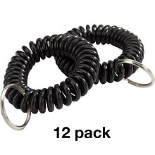 12 Pack of Quill Brand® Key Ring Wrist Coils, Black