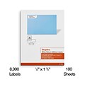 Staples® Laser/Inkjet Address Labels, 1/2 x 1 3/4, White, 80 Labels/Sheet, 100 Sheets/Pack, 8000 L