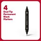 TRU RED™ Pen Permanent Markers, Twin Tip, Black, 4/Pack (TR57829)