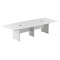 Bush Business Furniture 120W x 48D Boat Shaped Conference Table with Wood Base, White (99TB12048WHK)