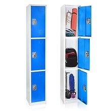 AdirOffice 72 3-Tier Key Lock Blue Steel Storage Locker,  4/Pack (629-203-BLU-4PK)