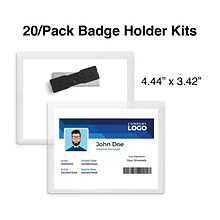 Staples Magnetic Name Badge Holder Kit, 3 x 4, Vinyl, Clear, 20/Pack (51927)