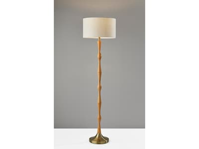 Adesso Eve 61.25" Natural Oak Floor Lamp with Off-White Drum Shade (1577-12)