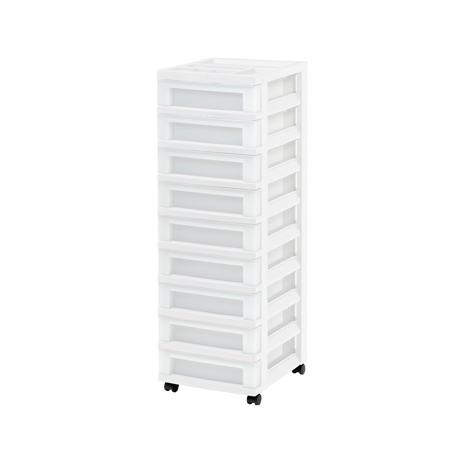 Iris 9-Drawer Storage Cart, White/Translucent White (585004)