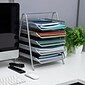 Mind Reader 5-Tier Stackable Paper Desk Tray Organizer, Metal, Silver (5TPAPER-SIL)