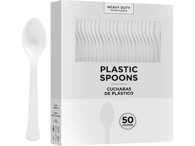 Amscan Plastic Spoon, Heavyweight, Clear, 50/Pack, 3 Packs/Carton (8018.86)